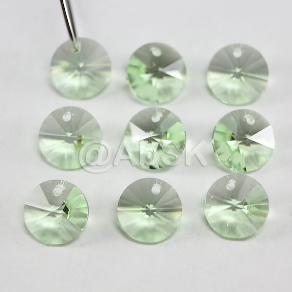 Swarovski Elements 6200 6428 Faceted 6mm 8mm Rivoli Round Pendant Chrysolite - Select Quantity and sizes