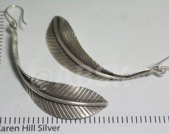 KAREN HILL Tribe 98% Handmade SILVER 76mm Long Frangipani Leaf Earring KN38