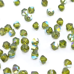 Swarovski Crystal Bicone Beads 5328 5301 OLIVINE AB - Available in 3mm, 4mm, 5mm and 6mm ( select quantity and sizes )