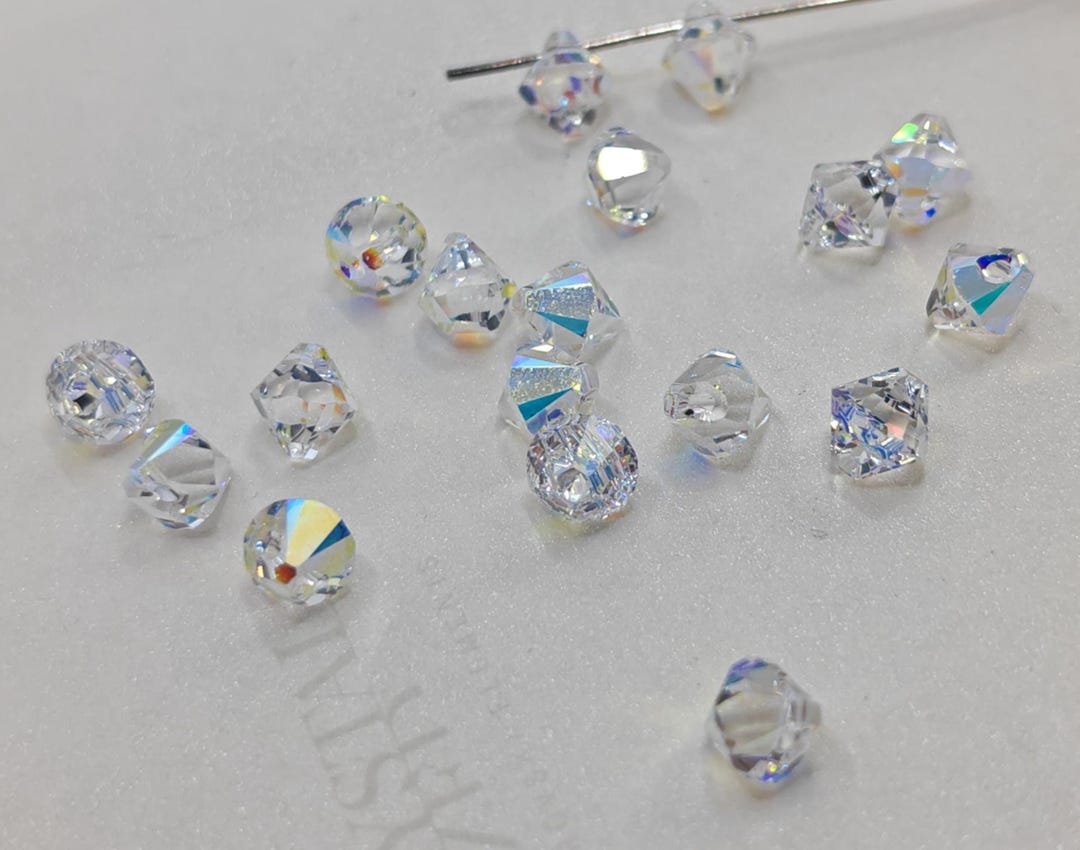 12 Pieces Swarovski Crystal 6301 Top Drilled Bicone Pendant CLEAR