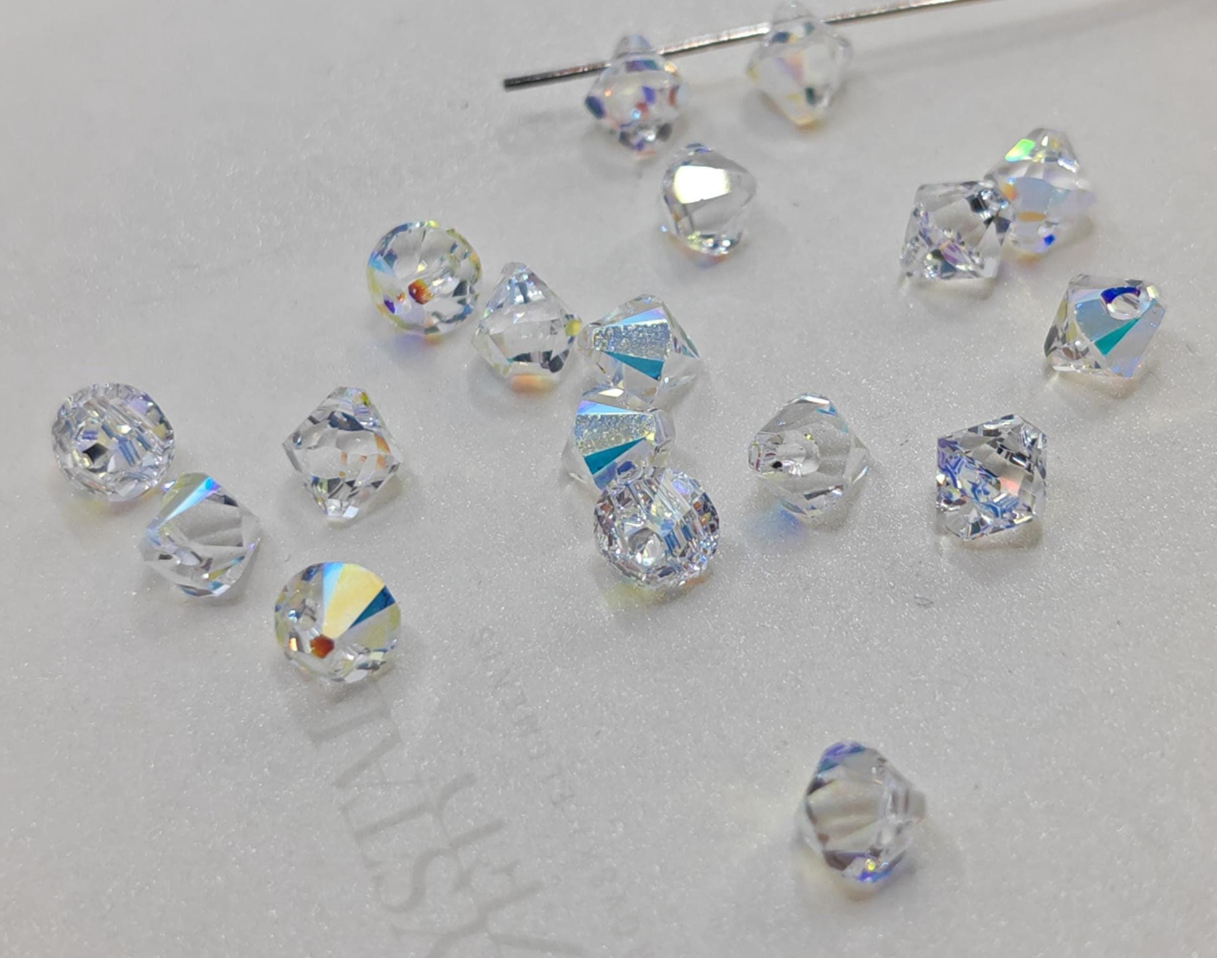 12 Pieces Swarovski Crystal 6301 Top Drilled Bicone Pendant CLEAR