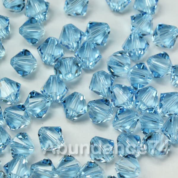 Swarovski Crystal Bicone Beads 5328 5301 Xillion AQUAMARINE - Available in 3mm, 4mm, 5mm, 6mm and 8mm ( select quantity and sizes )