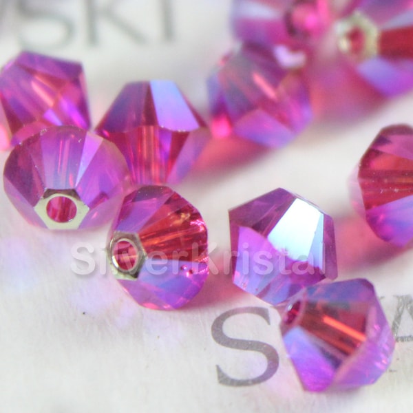 Perles Swarovski Elements Crystal Xilion FUCHSIA AB2X 5328 3 mm, 4 mm et 6 mm - (Aurores boréales 2X) Taille et quantité au choix