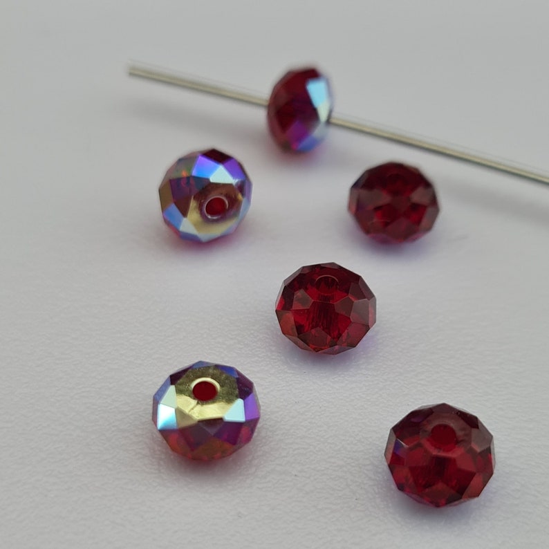 Swarovski Elements 5040 RONDELLE Spacer Beads Siam AB Available in 6mm and 8mm Choose Sizes image 3