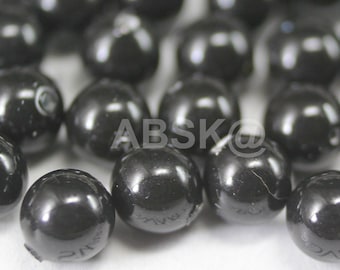 Swarovski Crystal Pearl 5810 Round Ball Pearl Center drilled Hole - Mystic Black color Available 3mm, 4mm, 5mm, 6mm, 8mm, 10mm and 12mm