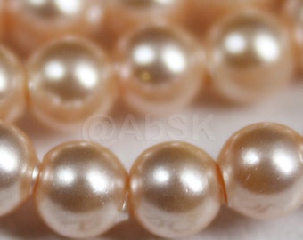 Swarovski Crystal Pearl Peach Color 5810 Round Ball Pearl Center drilled Hole - Available 3mm, 4mm, 5mm, 6mm, 8mm, 10mm and 12mm