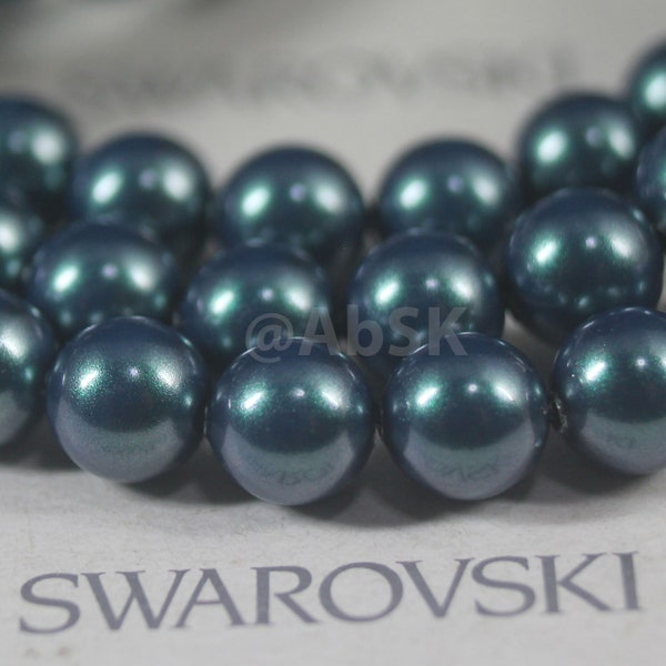 New Swarovski Crystal Pearl 5810 Round Ball Iridescent Tahitian color Pearl Center drilled Hole - 3mm, 4mm, 5mm, 6mm, 8mm, 10mm and 12mm
