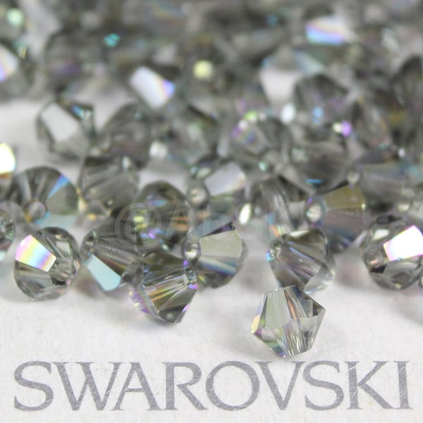 Swarovski Crystal Bicone Beads 5328 5301 BLACK DIAMOND AB - Available in 3mm, 4mm, 5mm ( select quantity and sizes )