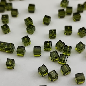 12 pieces Swarovski Crystal 5601 4mm CUBE - OLIVINE