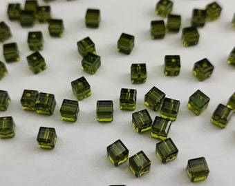 12 pieces Swarovski Crystal 5601 4mm CUBE - OLIVINE