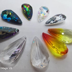 Swarovski Crystal 6100 Teardrop Anhänger 24 mm Klar AB Fireopal, CAL, Terrenum, Vitrail Light, Vitrail Medium, Bermuda Blue (Farben auswählen)