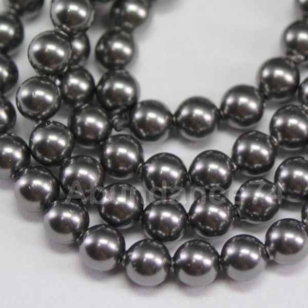 Swarovski Crystal Pearl 5810 Round Ball Pearl Center drilled Hole - Dark Grey color Available 3mm, 4mm, 5mm, 6mm, 7mm, 8mm, 10mm and 12mm