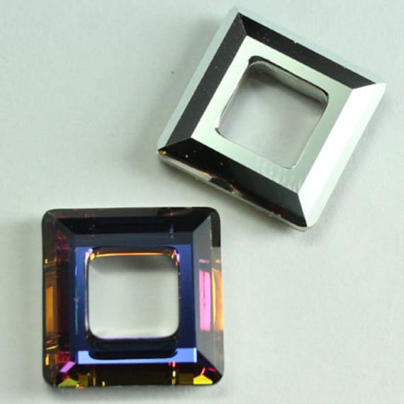 Swarovski Crystal 4439 Faceted Square Frame Pendant VOLCANO 14mm or 20mm ( Select Sizes and Quantity )