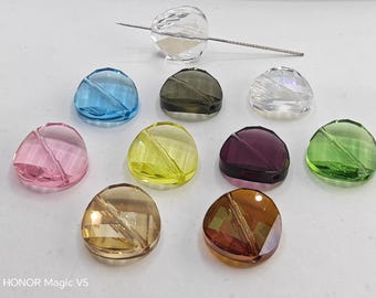 1 pc Swarovski Crystal 5621 Twist Circle Beads 18mm Golden Shadow, Copper, Aquamarine, Jonquil, Lt Rose, Amethyst, Bk Diamond, Peridot