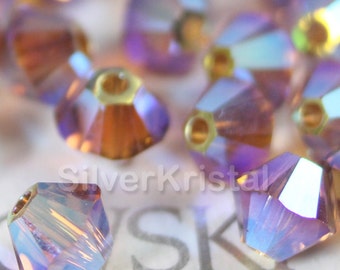 Swarovski Elements Crystal Xilion LIGHT FUMÉ TOPAZE AB2X Perles 5328 3mm, 4mm - (Aurora Borealis 2X) Choisissez la quantité et les tailles