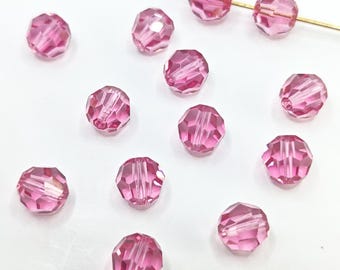 Kryształowe koraliki Swarovski Elements 5000 okrągłych kulek w kolorze RÓŻOWYM wybierz ilość - Dostępne w rozmiarach 4 mm, 6 mm i 8 mm