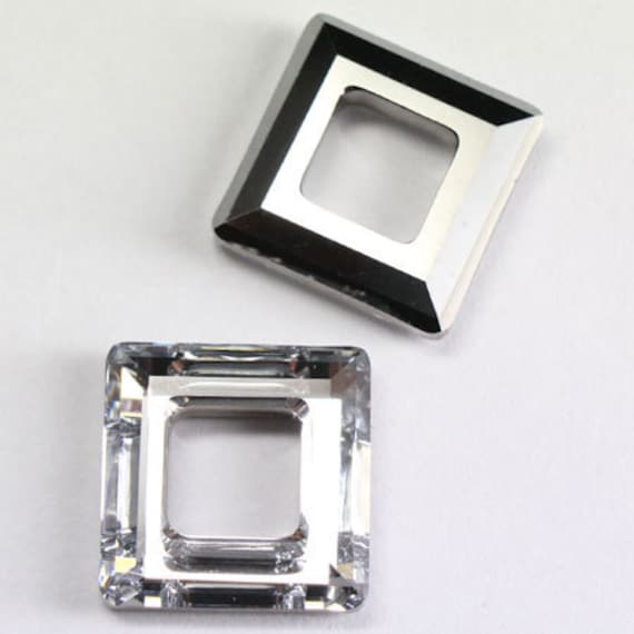 Swarovski Crystal 4439 Faceted Square Frame Pendant CAL Comet Argent Light 14mm or 20mm ( Select Sizes and Quantity )