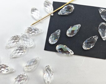Premium Swarovski Crystal Pendants Briolette Beads Teardrop 6010  CLEAR - Available in 11mm and 13mm ( Chose Quantity)