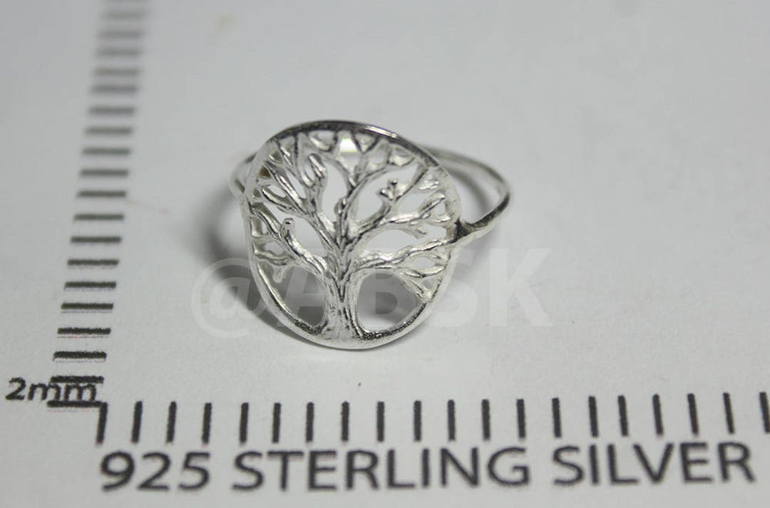 Genuine 925 Matt Finish STERLING SILVER Tree of Life 15mm Band Ring ...
