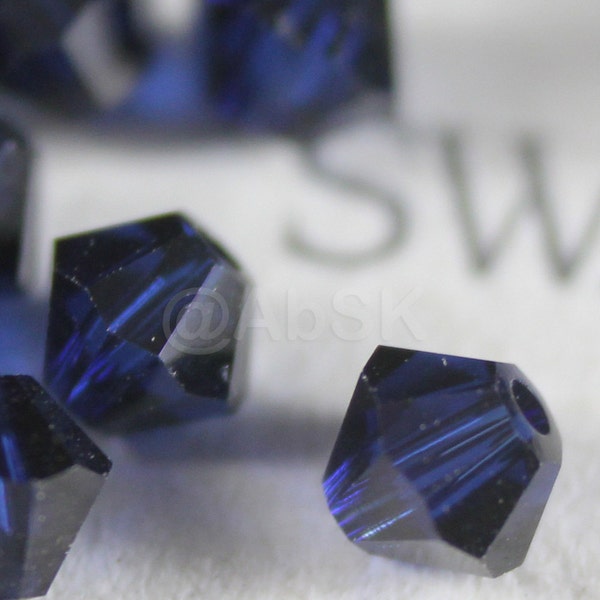 Swarovski Crystal BICONE Beads 5328 5301 DARK SAPPHIRE - Available in 3mm, 4mm, 5mm and 6mm ( choose quantity and sizes )