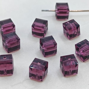 Swarovski Crystal 5601 CUBE - AMETHYST Chose quantities and Sizes 4mm, 6mm and 8mm