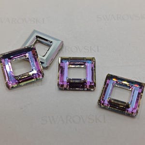 Swarovski Crystal 4439 Faceted Square Frame Pendant VITRAIL LIGHT 14mm or 20mm ( Select Sizes and Quantity )