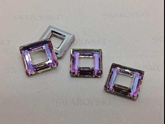 Swarovski Crystal 4439 Faceted Square Frame Pendant VITRAIL LIGHT 14mm or 20mm ( Select Sizes and Quantity )