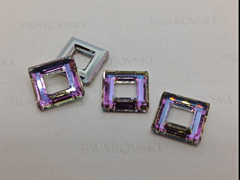 Swarovski Crystal 4439 Faceted Square Frame Pendant VITRAIL LIGHT 14mm or 20mm ( Select Sizes and Quantity ) image 1