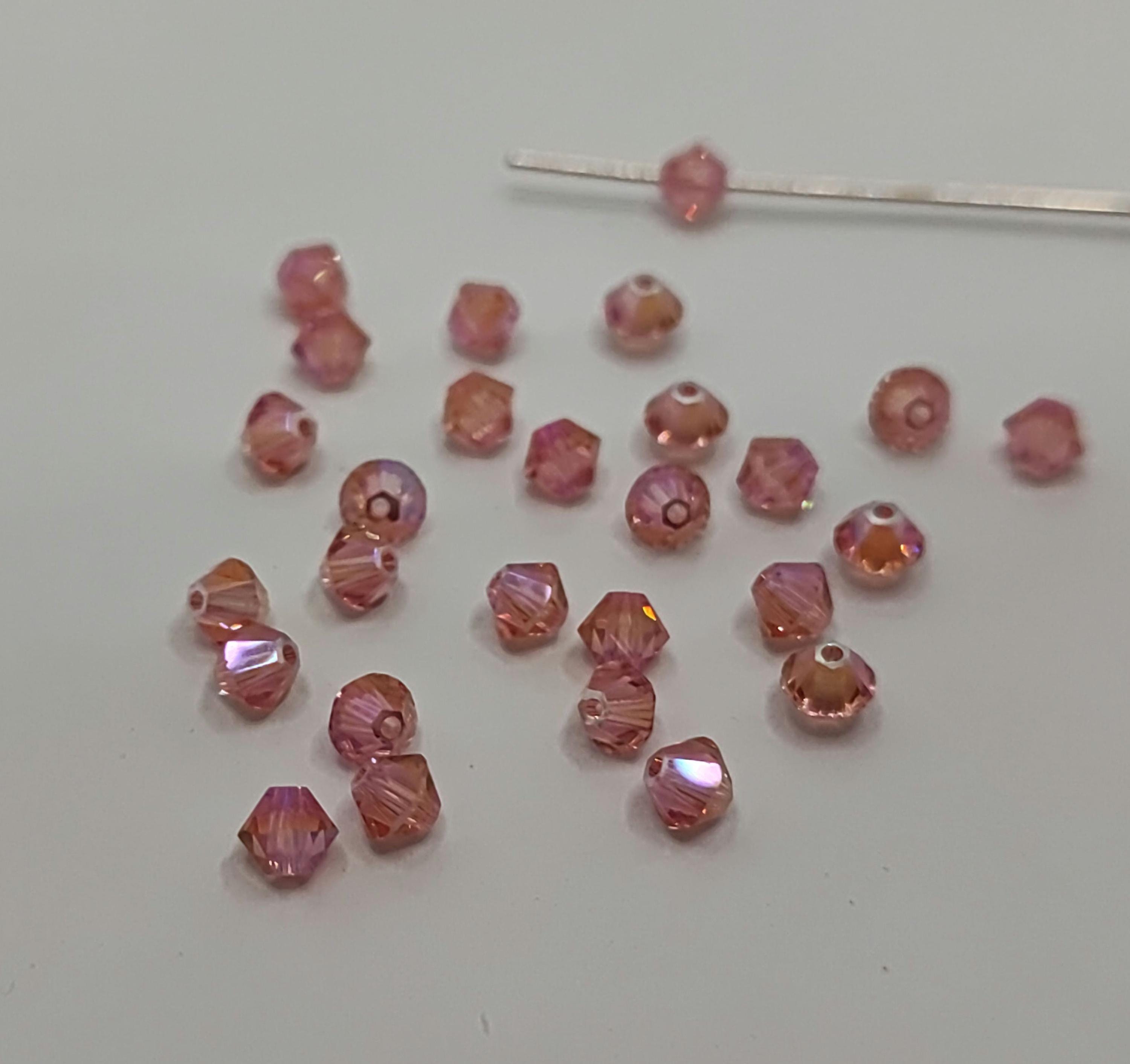 72 pcs Swarovski Elements - Swarovski Crystal Beads 5328 3mm and 4mm Xillion Beads - Rose peach shimmer 2X