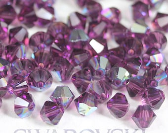 Swarovski Crystal Bicone Beads 5328 5301 AMETHYST AB - Available in 3mm, 4mm, 5mm and 6mm ( select quantity and sizes )