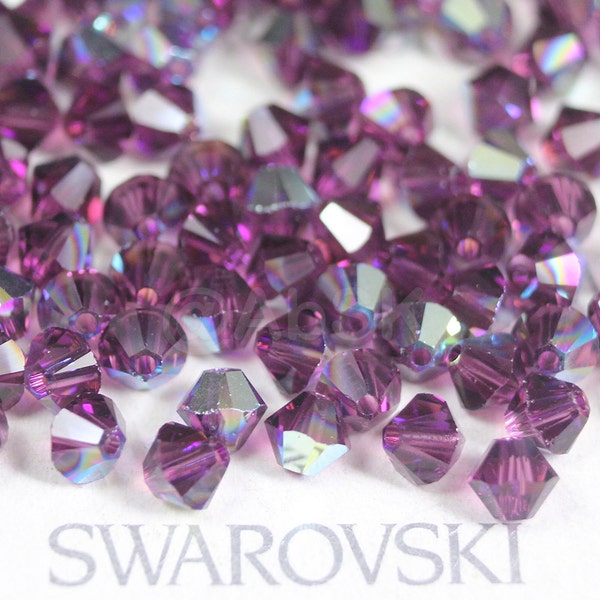 Swarovski Crystal Bicone Beads 5328 5301 AMETHYST AB - Available in 3mm, 4mm, 5mm and 6mm ( select quantity and sizes )