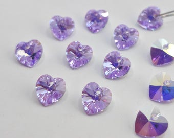 Wisiorek z fasetowanymi koralikami w kształcie serca Swarovski Cyrstal 6228 6202 VIOLET AB Wybierz ilość - Dostępne w rozmiarach 10 mm, 14 mm i 18 mm