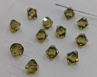12 pcs Swarovski Crystal 6301  Top Drilled Bicone Pendant KHAKI - Available in 6mm and 8mm