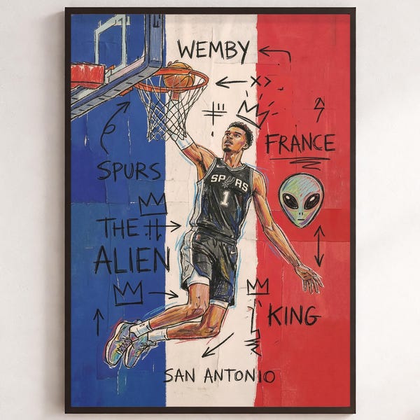 Victor Wembanyama Poster, Wemby San Antonio Spurs Art, French Alien Basketball (Digital Download)