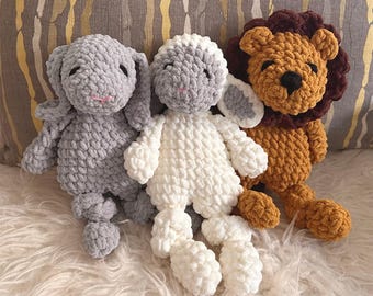 Bunny Rabbit Lamb Sheep Lion Lovey Plush Crochet Doll