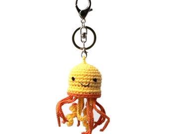 Jellyfish Keychain, Backpack, Bag Crochet Charm - Orange