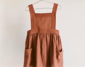 Kids and Toddlers Vintage Retro Linen Cotton Pinafore Apron Dress