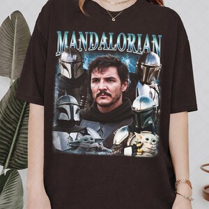 Vintage Mandalorian Shirt, Pedro Pascal Graphic Tee, Retro Bootleg Din Djarin Tshirt, Star Wars Shirt, Baby Yoda Tee, Mandalorian Shirt image 4