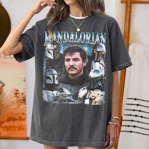 Vintage Mandalorian Shirt, Pedro Pascal Graphic Tee, Retro Bootleg Din Djarin Tshirt, Star Wars Shirt, Baby Yoda Tee, Mandalorian Shirt image 5