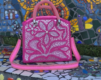 Handmade Irish Lace Bag/Handbag with Velvet Details/Unique Author’s Technique/Handmade Crochet Purse/Designer Handbag/One-of-a-Kind Art Bag
