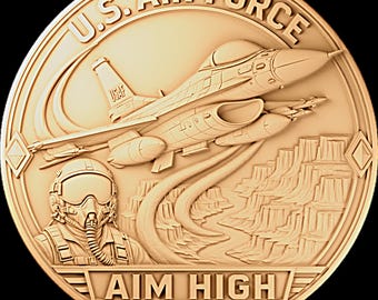 F-16 Fighting Falcon 3D Relief STL | Aim High CNC Wood Carving File | Air Force Fighter Jet Bas Relief