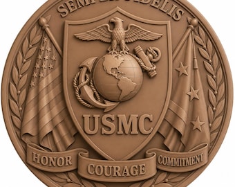 USMC Eagle Globe Anchor 3D Relief STL | CNC Wood Carving File | Semper Fidelis Shield
