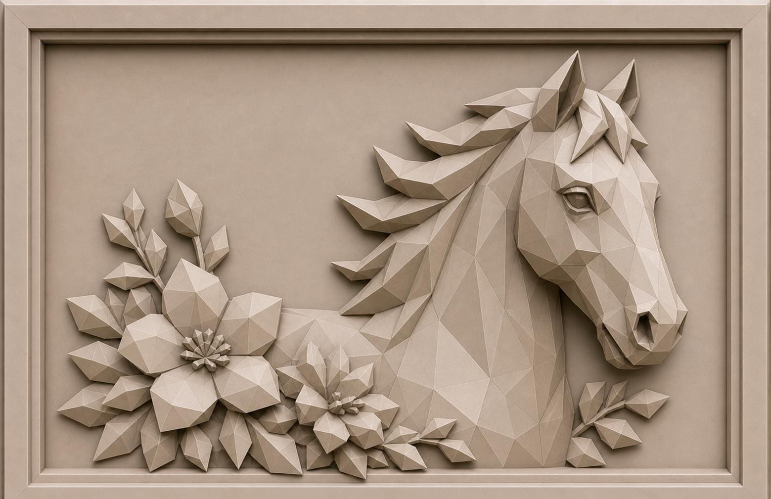 Low Poly Horse Head STL | Geometric Floral CNC Carving Model (digital ...