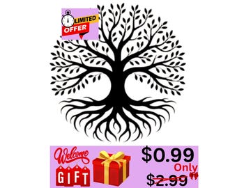 Welcome Gift | Tree of Life Wall Art SVG | CNC Laser Cut, Round Nature Metal Decor (DXF)