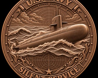 US Navy Submarine 3D Relief STL | Silent Service CNC Wood Carving File | Nautical Bas Relief Plaque