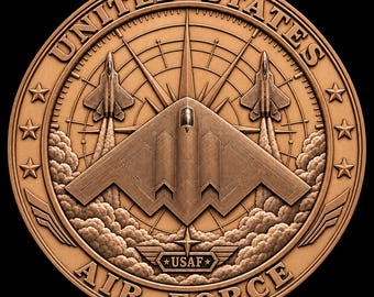 Stealth Bomber 3D Relief STL | US Air Force CNC Wood Carving File | Aircraft Formation Round Bas Relief
