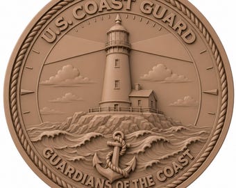 Coast Guard Lighthouse 3D Relief STL | CNC Wood Carving File | Guardians of the Coast Nautical Bas Relief