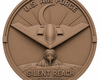 B-2 Spirit 3D Relief STL | Silent Reach CNC Wood Carving File | Stealth Bomber and Pilot Bas Relief
