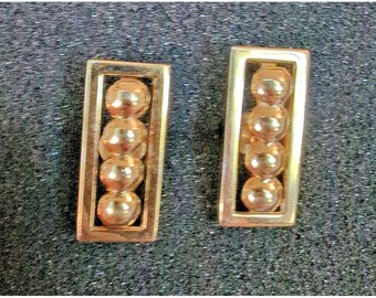Hickok USA Vintage Antique Gold Tone Metal Ball Cufflinks