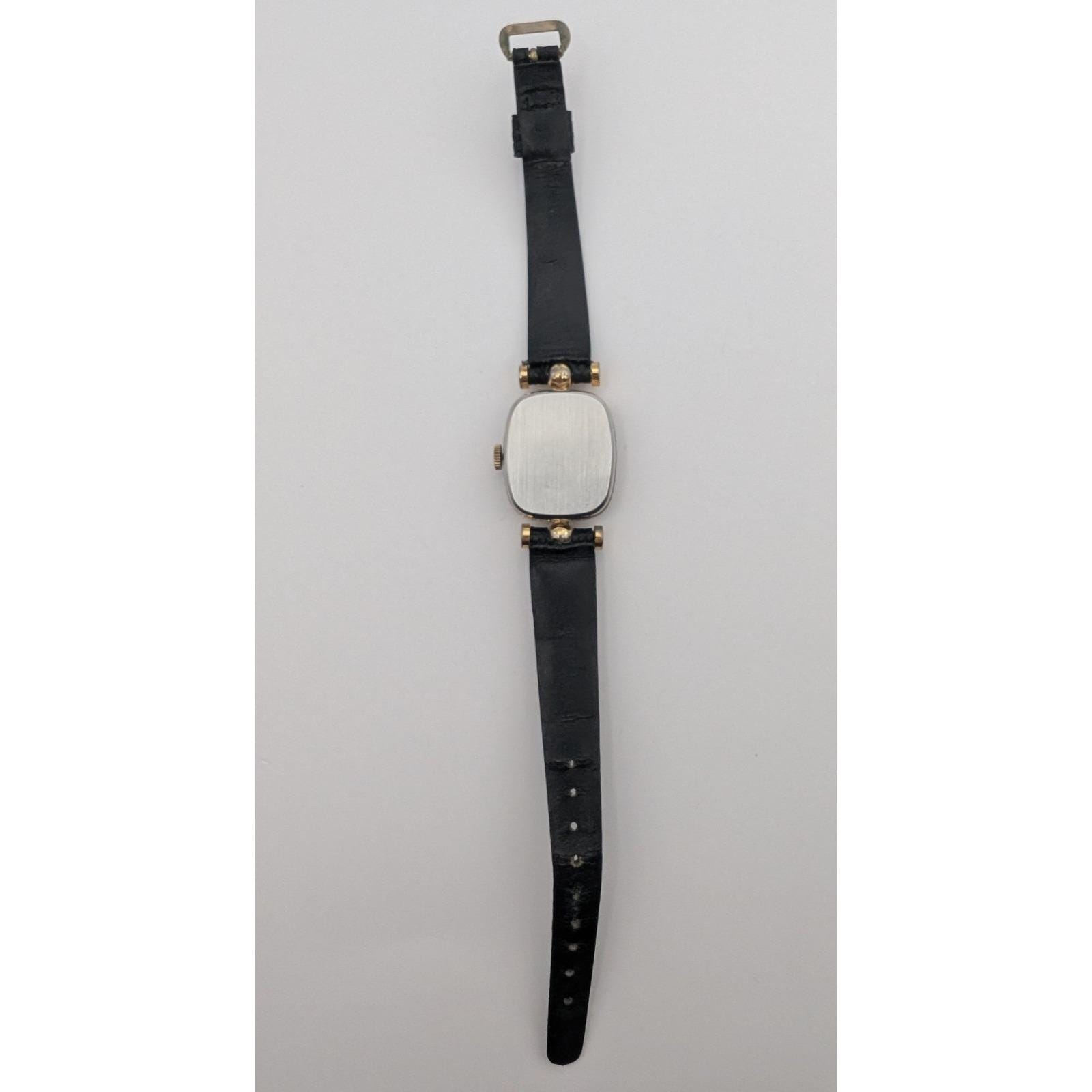VTG Pedre Women 17 Jewel Goldtone Gk Dial Black Leather  display picture 2